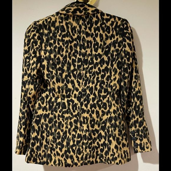 New Halogen Nordstrom Taupe Animal Print Leopard One Button Blazer XXS Petite - Picture 3 of 12